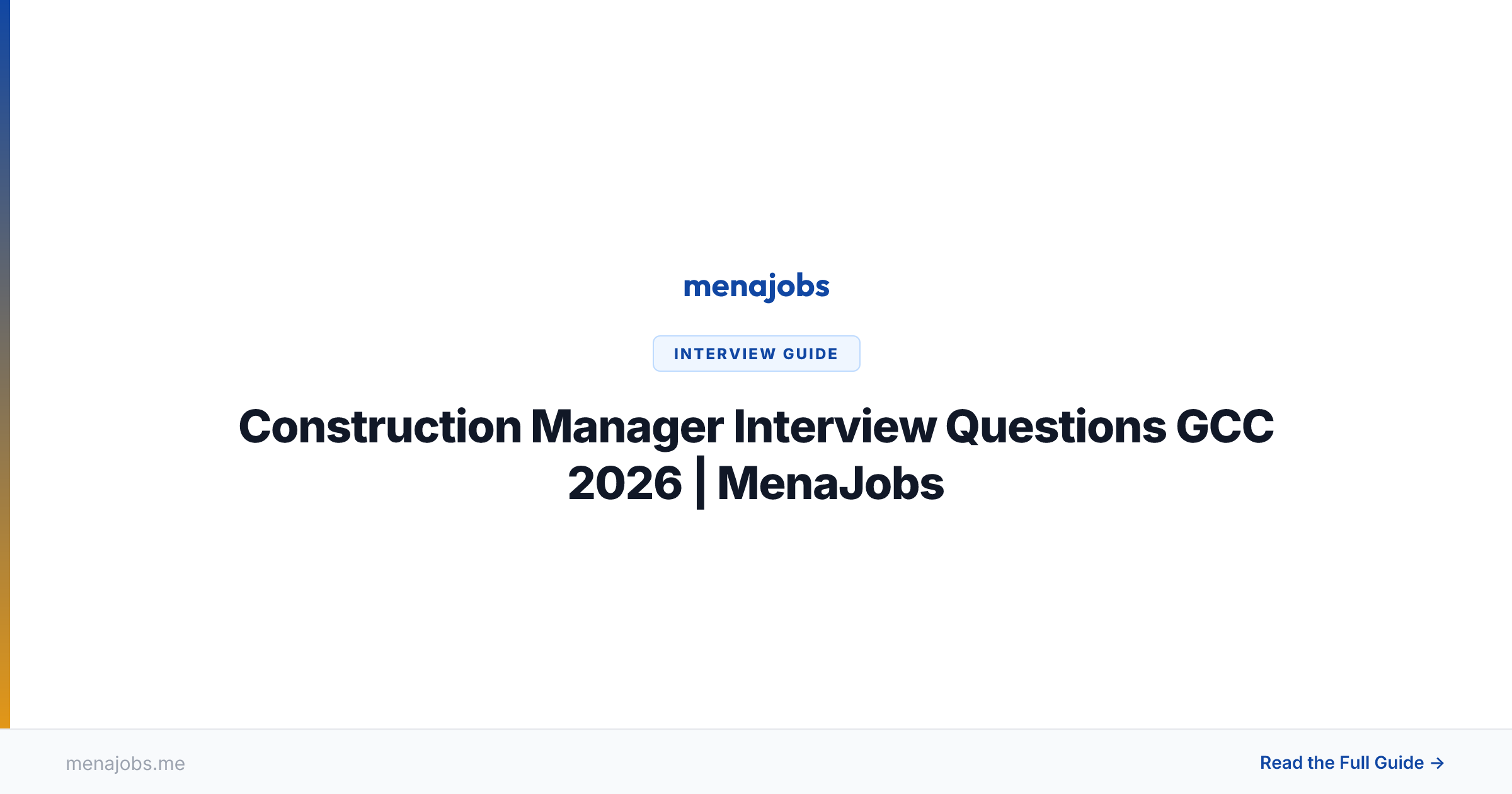 Construction Manager Interview Questions GCC 2026 | MenaJobs